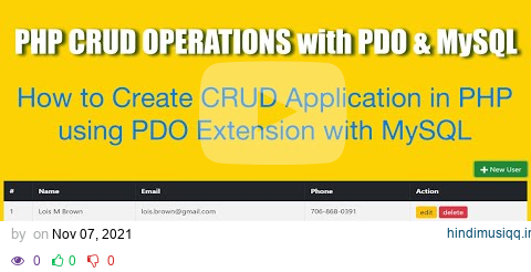 PHP OOP CRUD Operations using PDO Extension with MySQL pagalworld mp3 song download