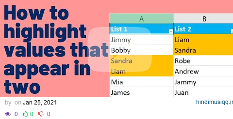 How to highlight values that appear in two columns | Compare Two Columns in Excel for Matches pagalworld mp3 song download